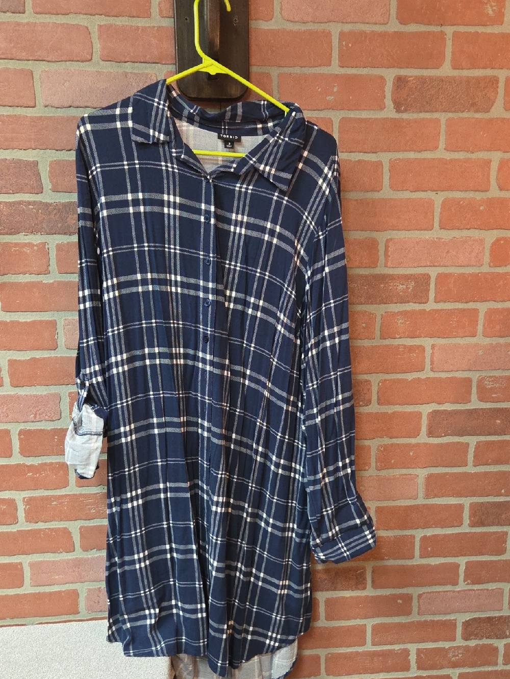 Torrid Navy and White Plaid Button-Up Shirt Dress 3